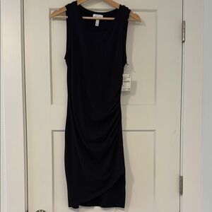 Leith Black Ruched Sheath Mini Dress